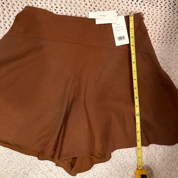 NWT WOMENS VINCE Pecan $195 Brown Swing Linen Blend Shorts *Size 6 - Picture 7 of 12
